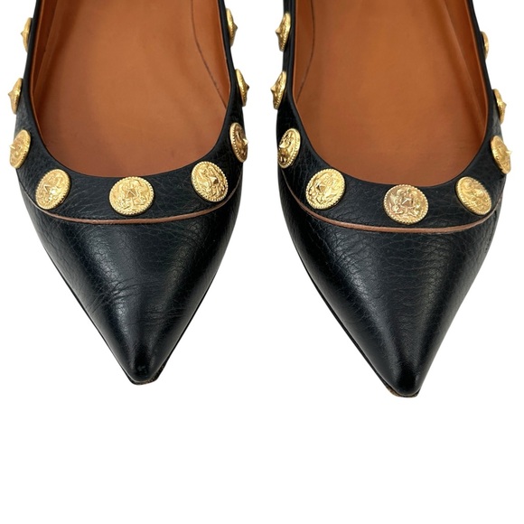 Valentino Garavani Rockstud Black Coin Embellished Leather Ballet Flats sz 37.5 - Picture 6 of 13